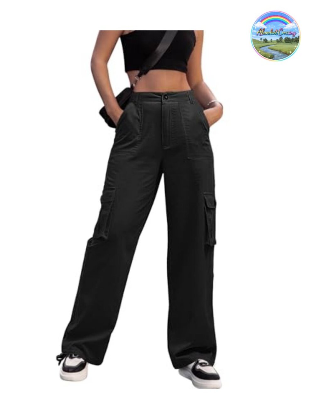 High Waisted Wide Leg Cargo Pants with 6 Pockets Casual
